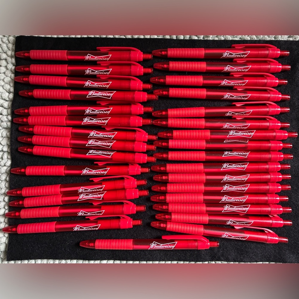31 Budweiser Red Ballpoint Pens. Black Ink. New